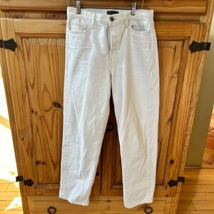 Banana Republic Pants Mid-Rise Loose Stovepipe Button Fly Ivory Size 27